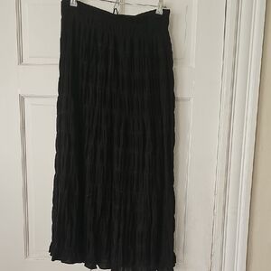 Max Studio Black Lined Maxi Cotton Gauze Pleated Skirt